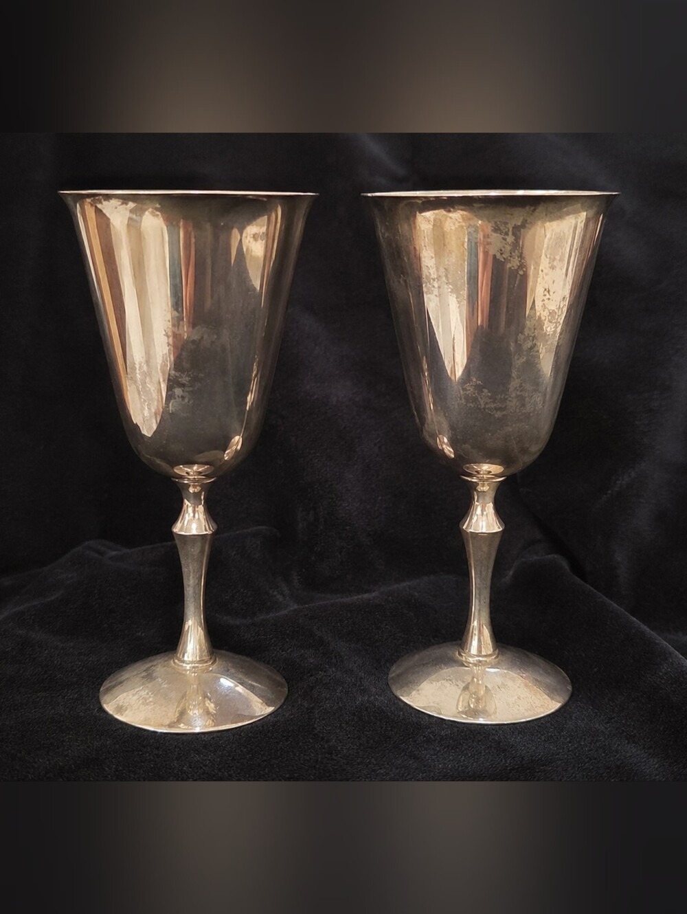 Vintage Kirk International KI Silver Plated Goblets Spain – Pair 8”